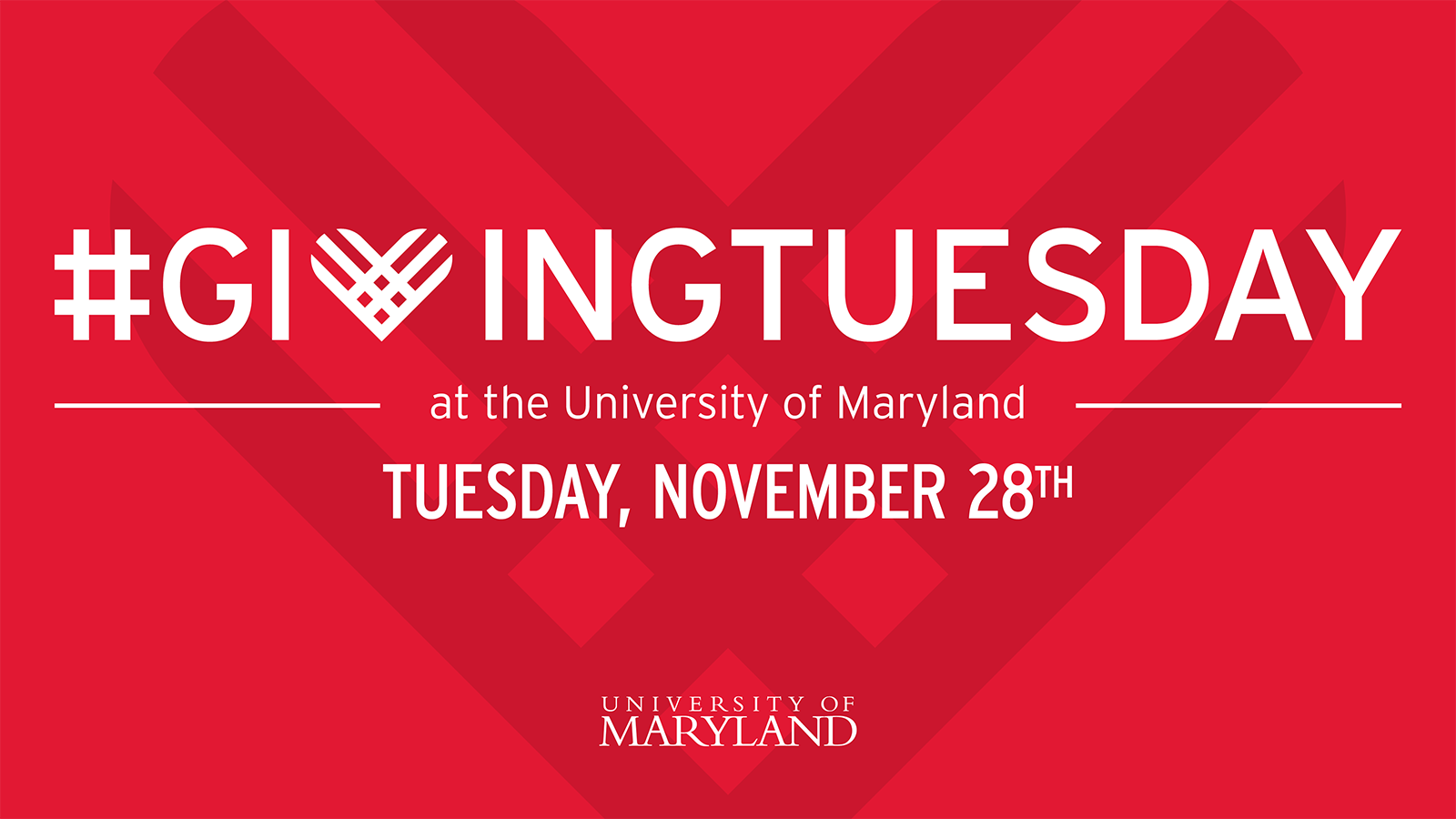 Red graphic promoting #Giving Tuesday at the University of Maryland - Tuesday, November 28th