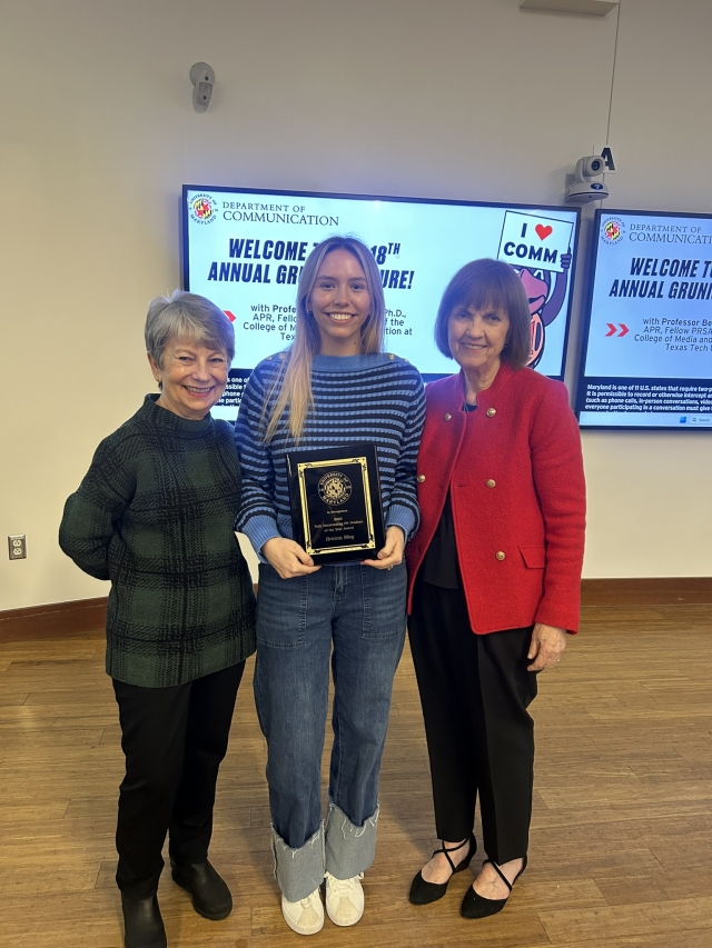 Briana May Winning Toth Outstanding PR Student Award 