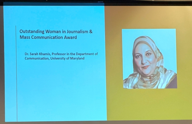Sahar Khamis Slide of Winning AEJMC Award